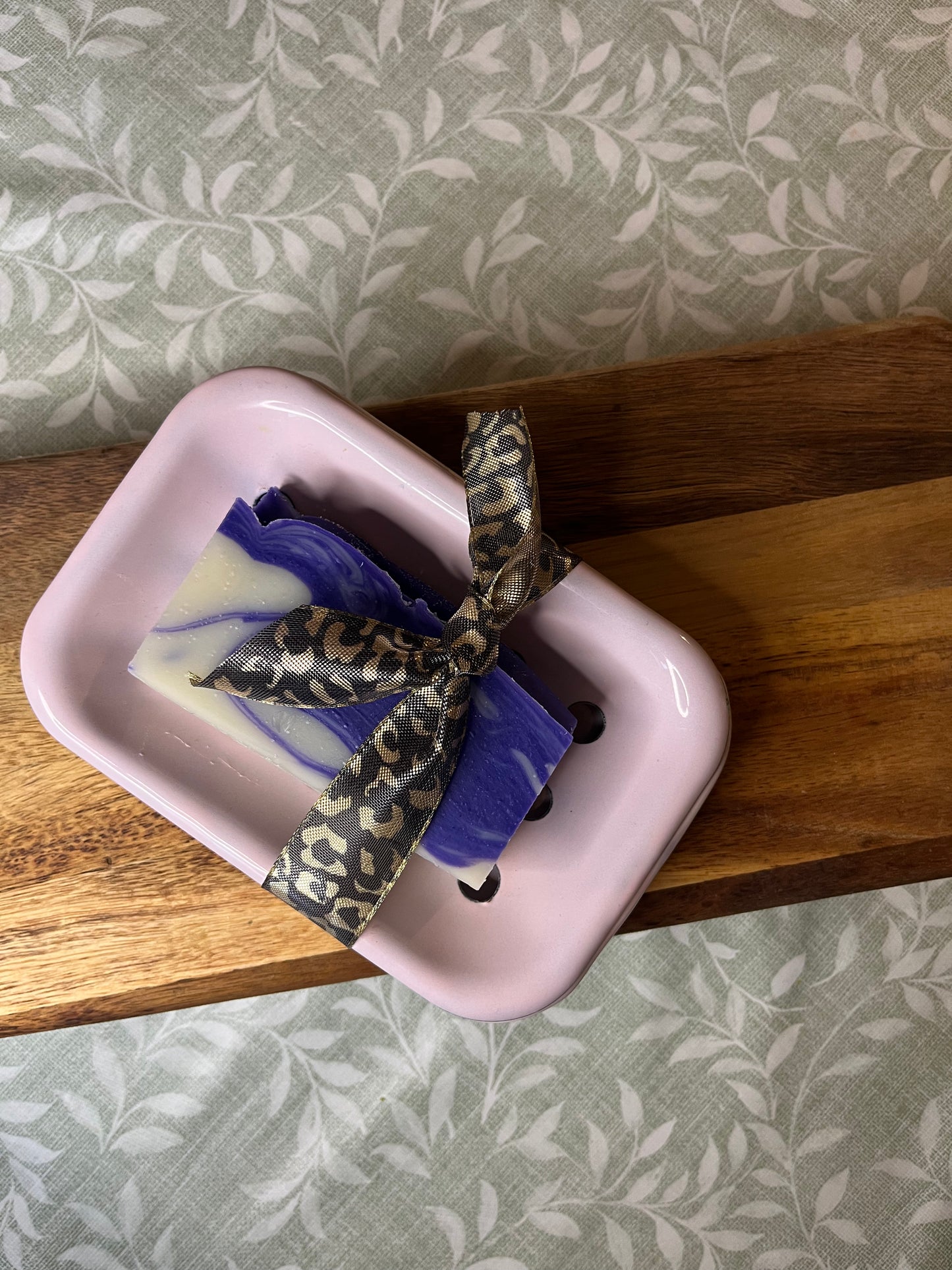 Soap with Enamel Soap Dish - Jacaranda's Promise & Pink Soap Dish