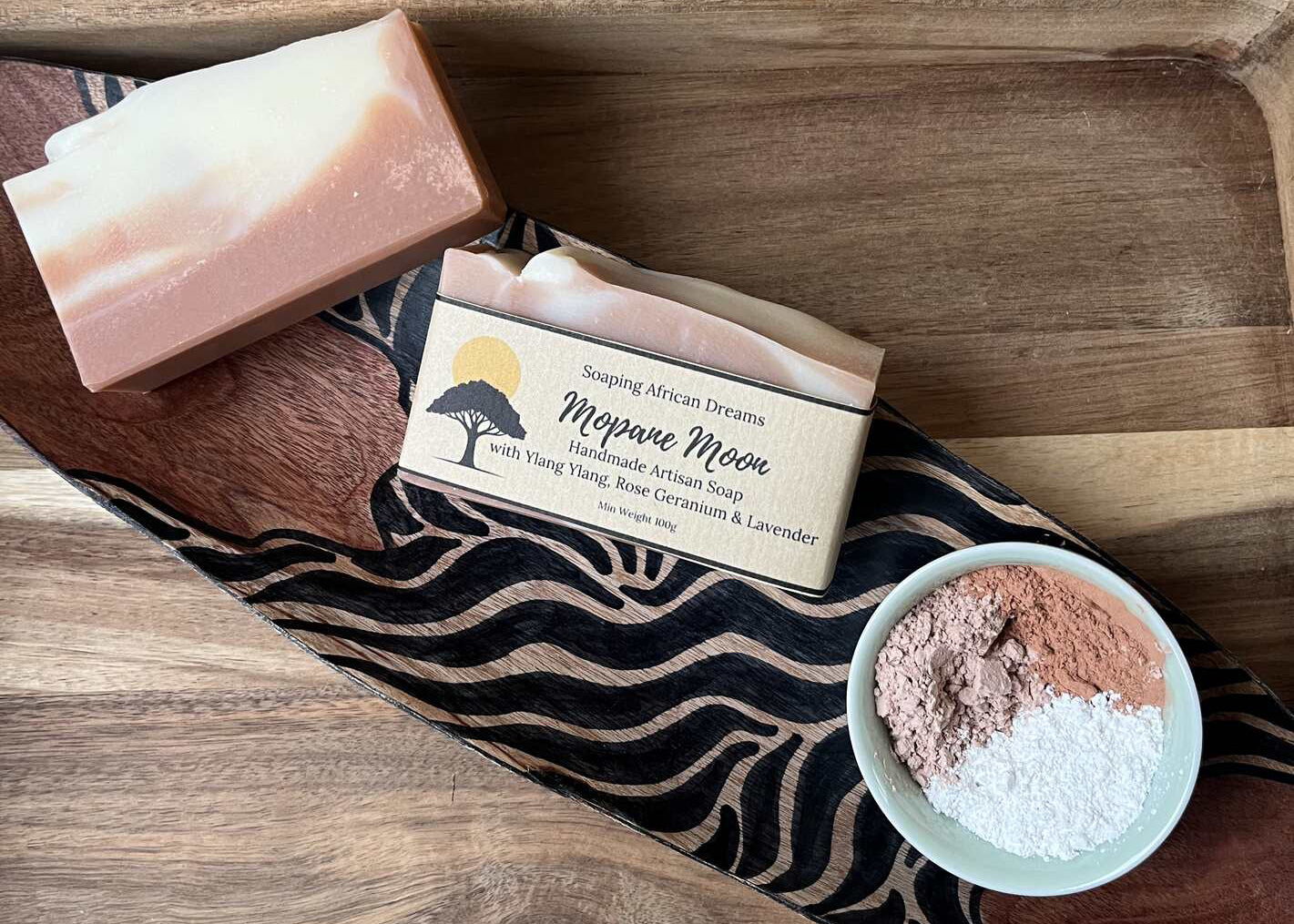 'Mopane Moon' Ylang Ylang, Rose Geranium & Lavender Essential Oils, Soap