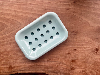 Two Part Enamel Soap Dish - Green